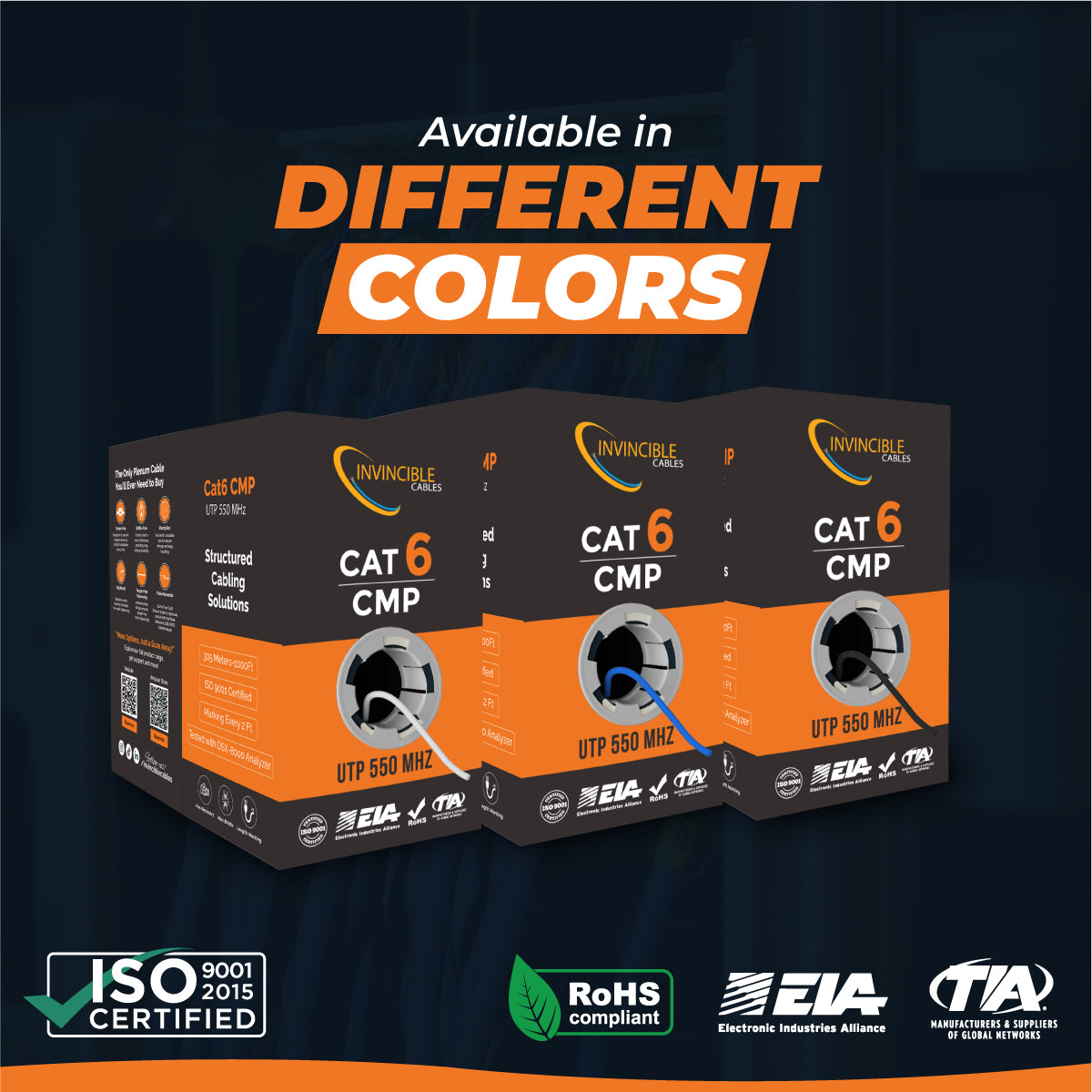Cat6 CMP Plenum | 1000ft | 23AWG CCA | UTP | 550MHz | White High-performance CCA option — Fluke tested up to 100 meters.